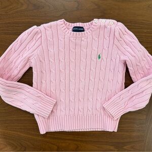 Ralph Lauren Pink Cable-Knit Crewneck Sweater Girls Size 5